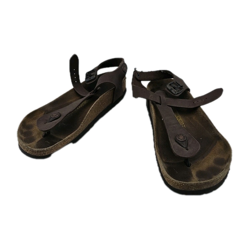 Birkenstock Leather Sandals 38 L7 M5 Cork Brown T Thong